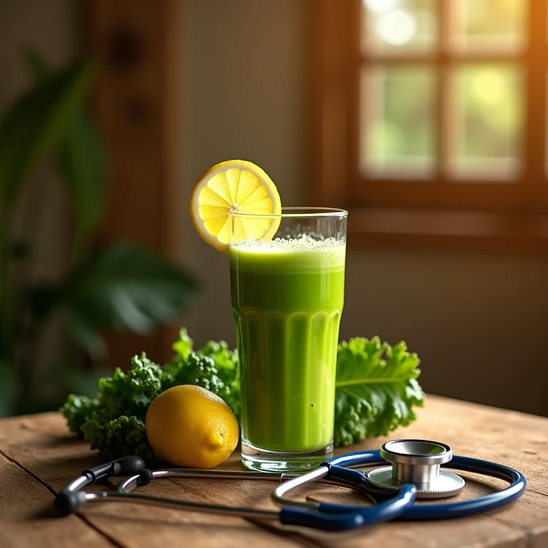 Suco de limão com couve para prevenir doenças cardiovasculares.