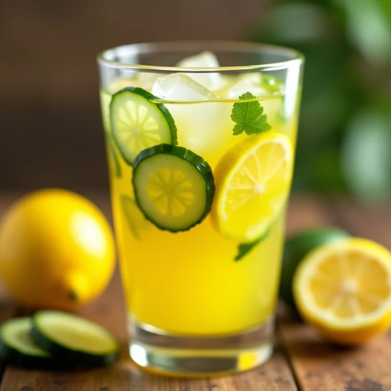 Suco de pepino com limão para ação detoxificante do organismo.