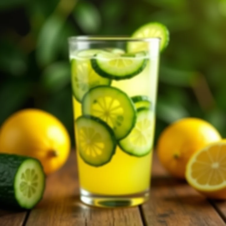 Suco de pepino com limão rico em nutrientes essenciais.