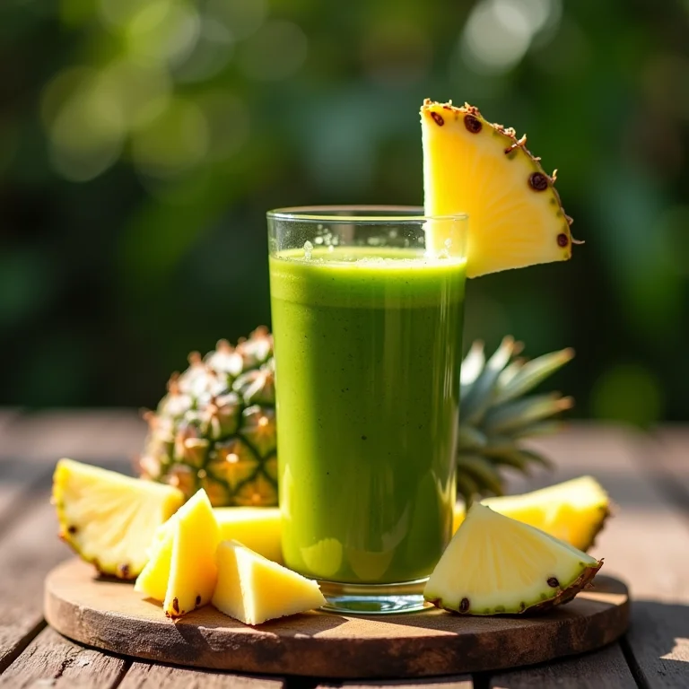 Suco verde turbinado com couve e abacaxi