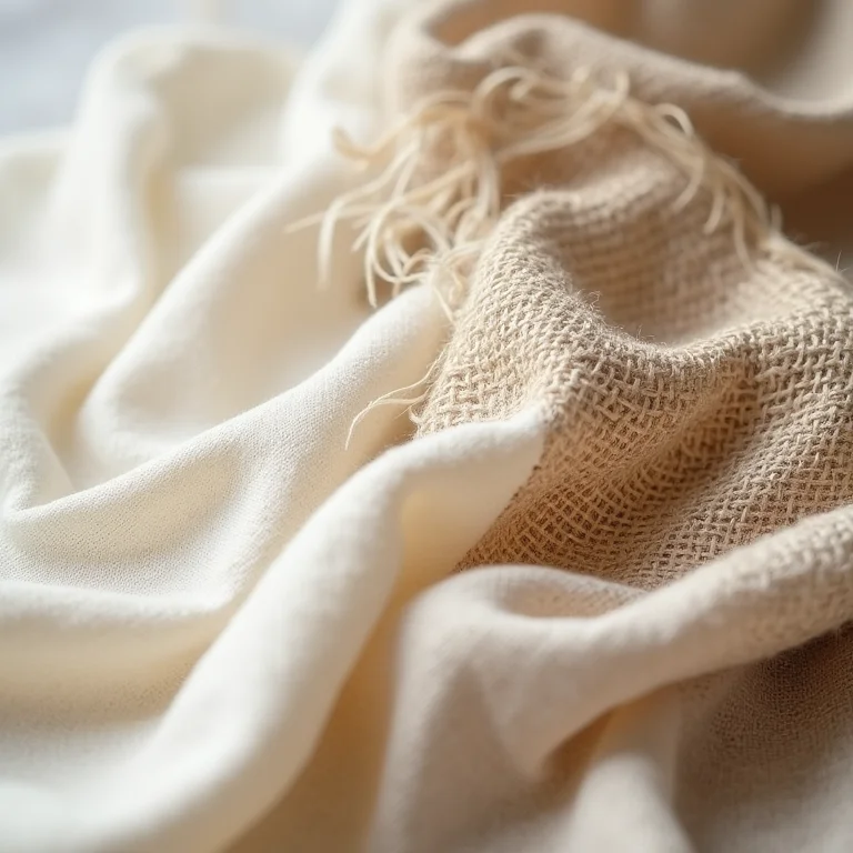Tecidos naturais como linho e algodão.
