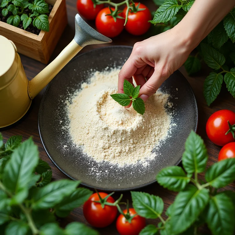 Terra de diatomáceas sendo utilizada em horta orgânica.