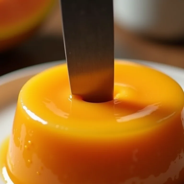 Teste do palito no pudim de mamão.