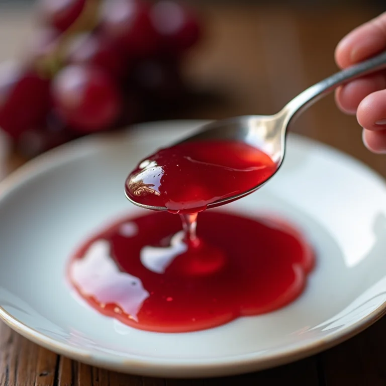 Teste do prato para verificar o ponto da geleia de uva.