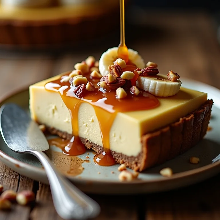 Torta de banana decorada com castanhas e caramelo