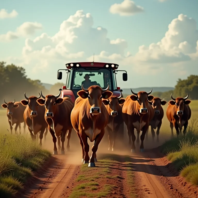 Transporte de gado após o leilão.