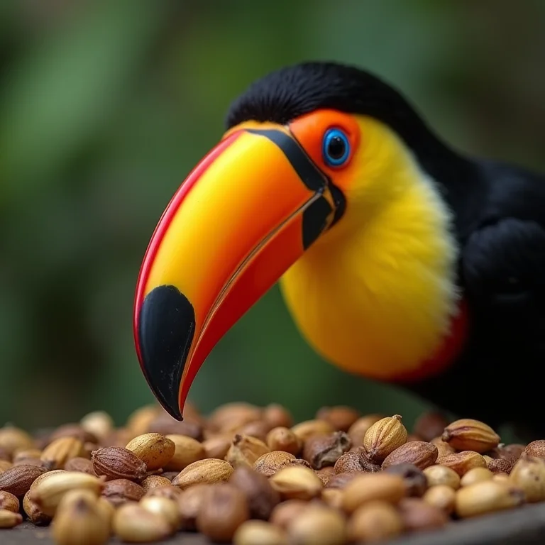 Tucano comendo sementes