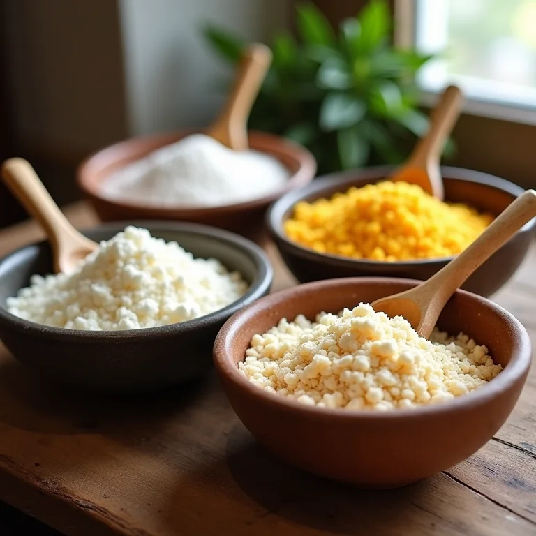 Variedade de polvilhos para pão de queijo