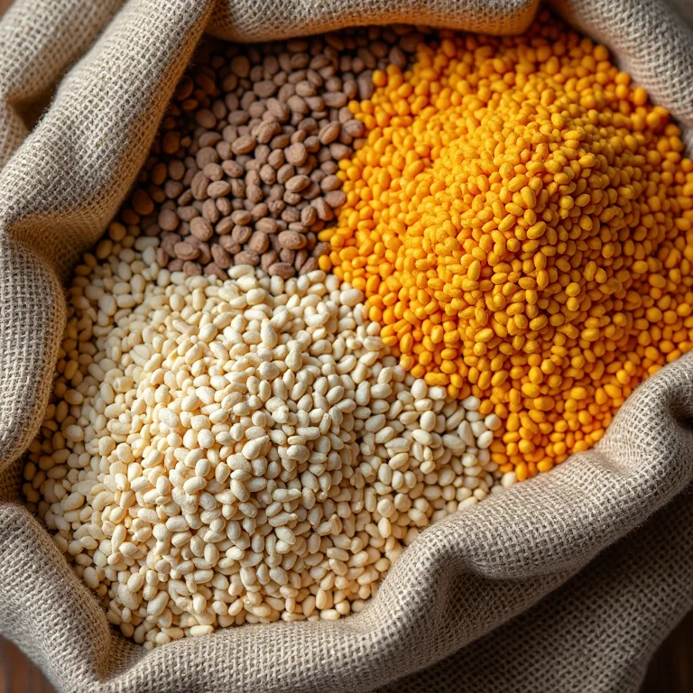 Variedade de rações balanceadas para galinhas caipiras.