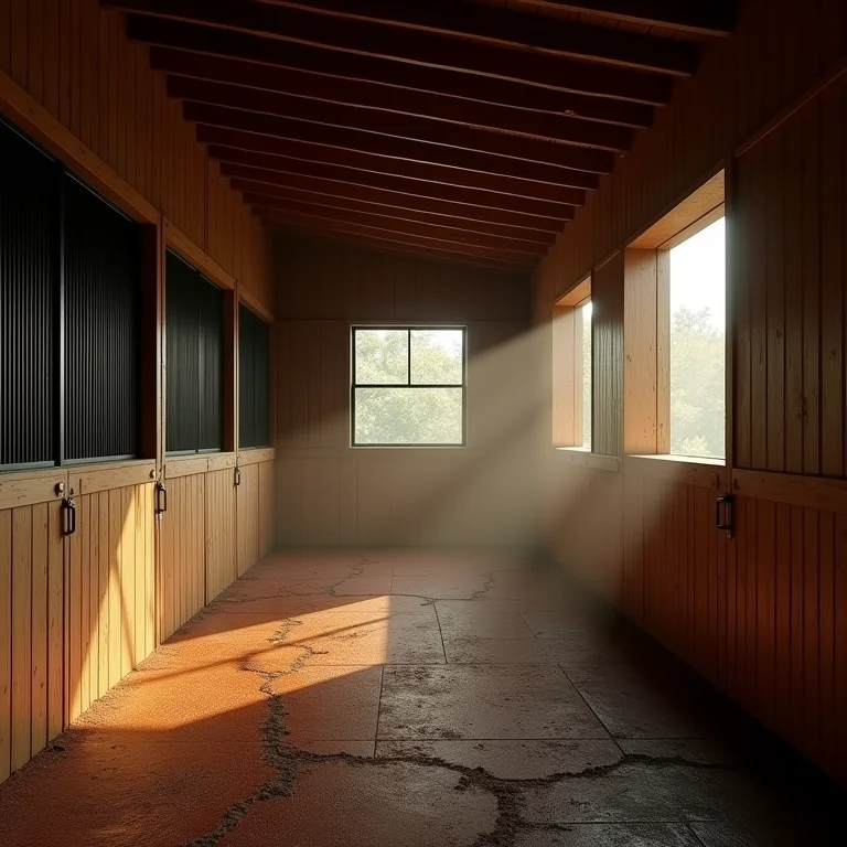 Ventilação e iluminação adequadas na baia de cavalo