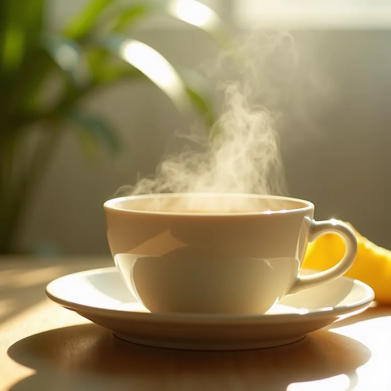 Xícara de chá fumegante fortalecendo o sistema imunológico.